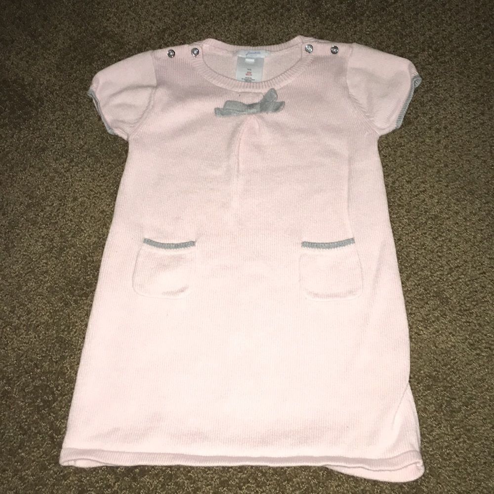Jacadi Pink & Grey Short Sleeve Sweater Dress
